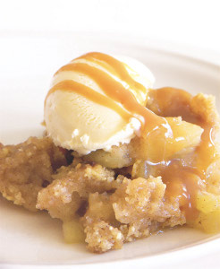 Apple Crisp with Homemade Caramel Sauce